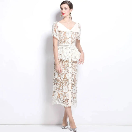 Beaded Lace Midi Dress