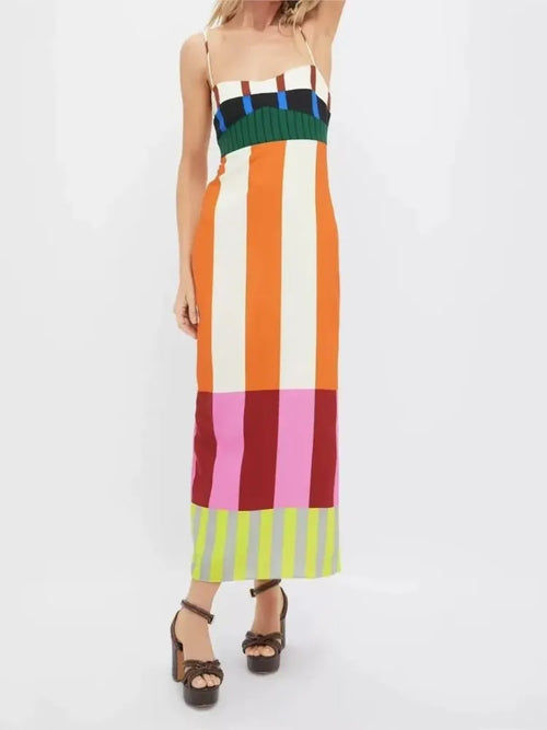 Striped Backless Boho Dress