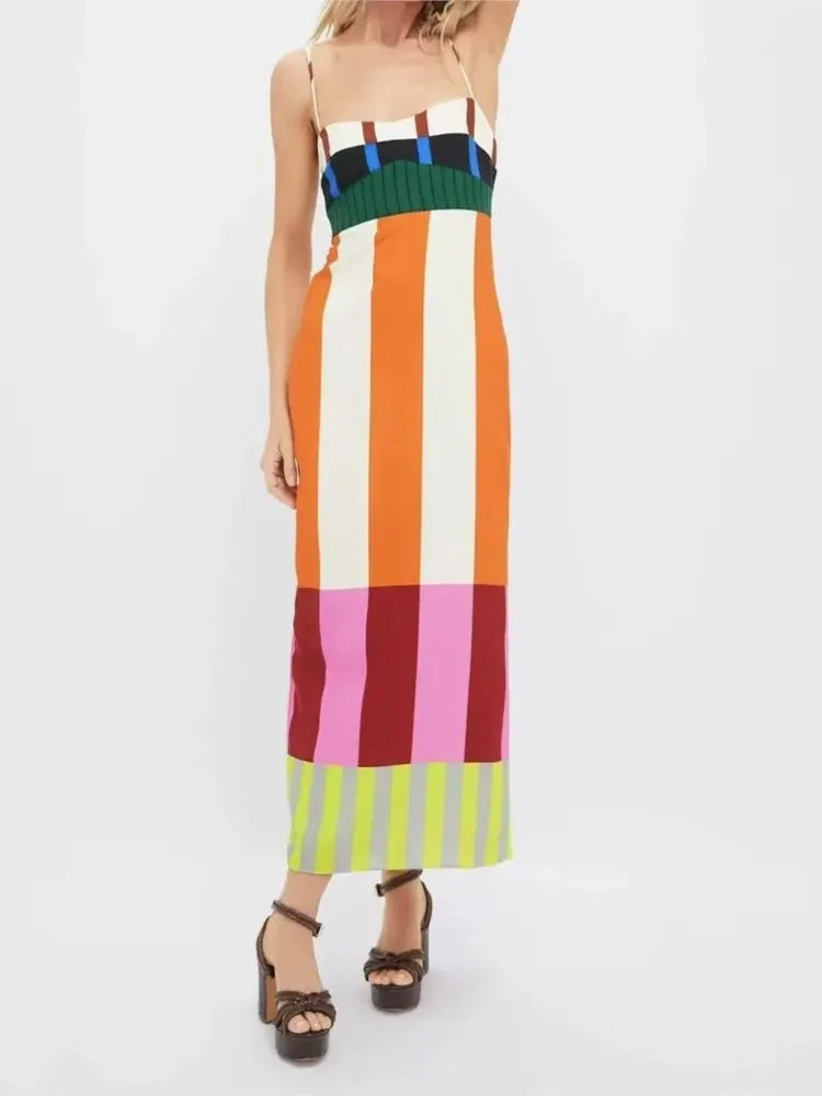 Striped Backless Boho Dress