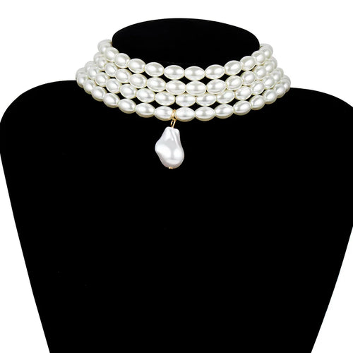 Irregular Pearl Choker Necklace