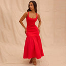 Red Suspender Dress