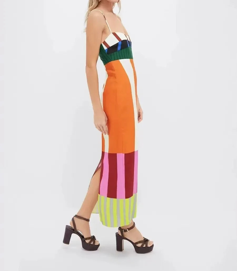 Striped Backless Boho Dress