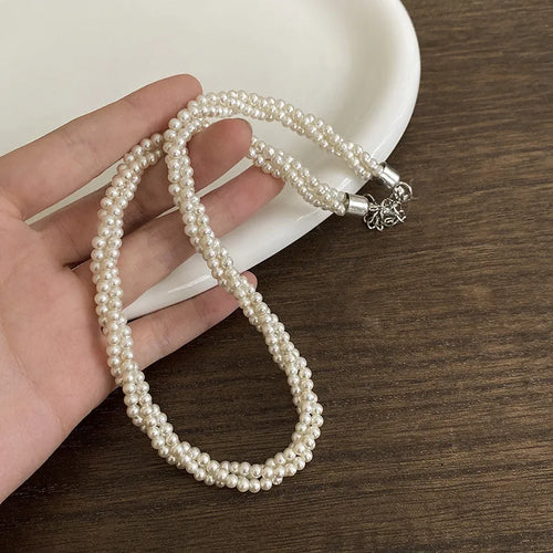Layered Pearl Choker Necklace