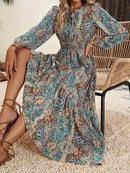 Ruffles Print Maxi Dress