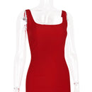 Red Suspender Dress