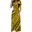Polynesian Print Maxi Dress