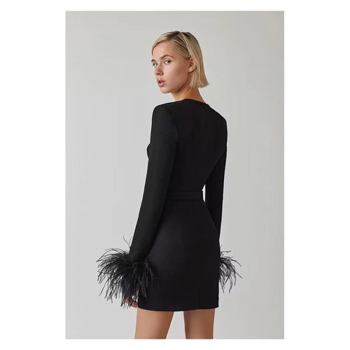 Strapless Feather Mini Dress