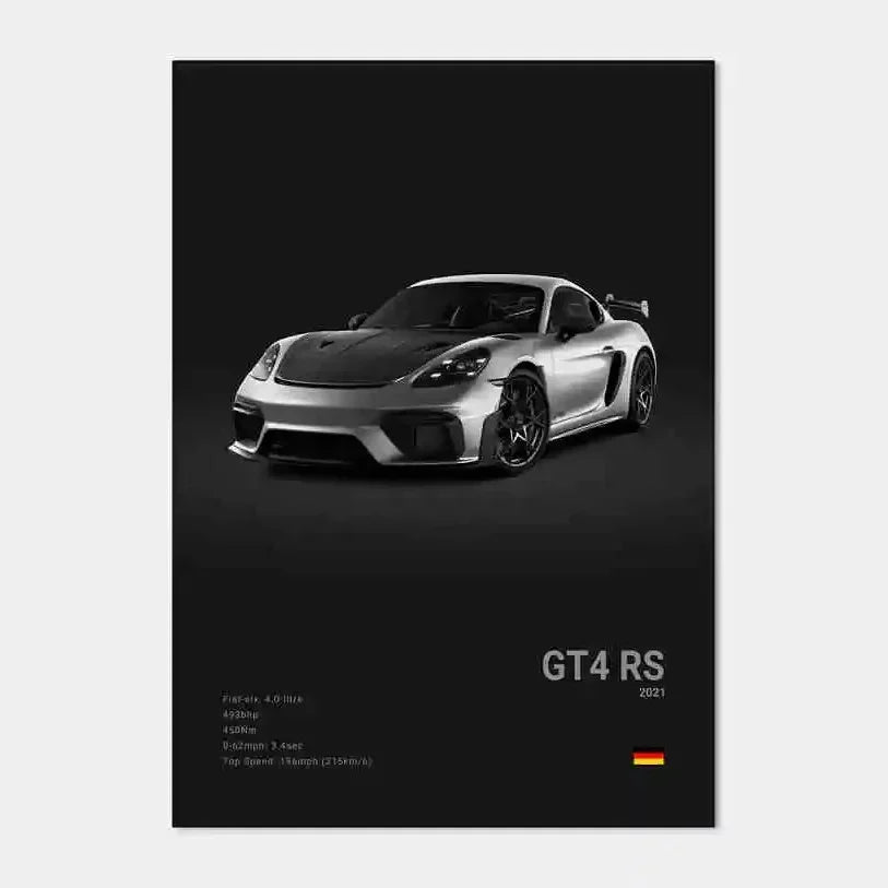 Sports Car Wall Art Black White Pop 911 GT Turbo Canvas Painting Living Room Home Decor Gift Garage
