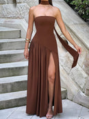 Patchwork Draped Maxi Dress
