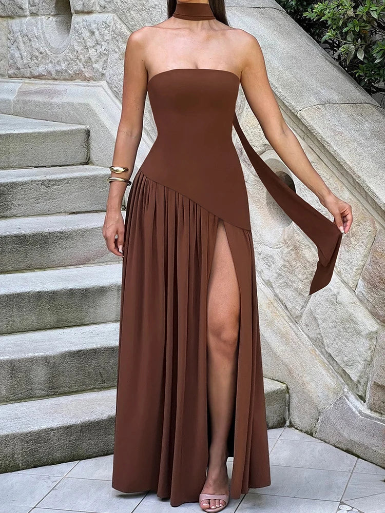 Patchwork Draped Maxi Dress