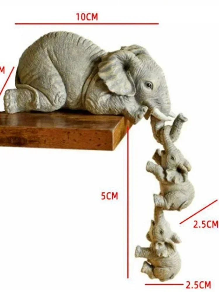 Cute Elephant Figurines Home Decor Lucky Statue 3Pcs/Set Resin Crafts Baby Holding Design Living Room Gift