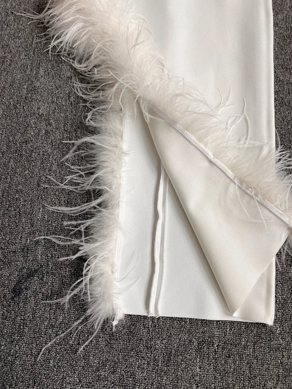 Strapless Feather Midi Dress