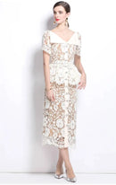 Beaded Lace Midi Dress