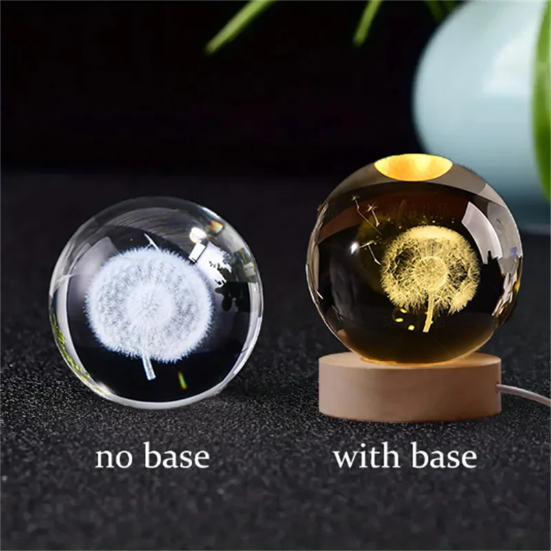 3D Crystal Ball Night Light Laser Engraved Solar System Globe Decoration for Home Desktop Astronomy Birthday Gift