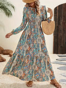 Ruffles Print Maxi Dress