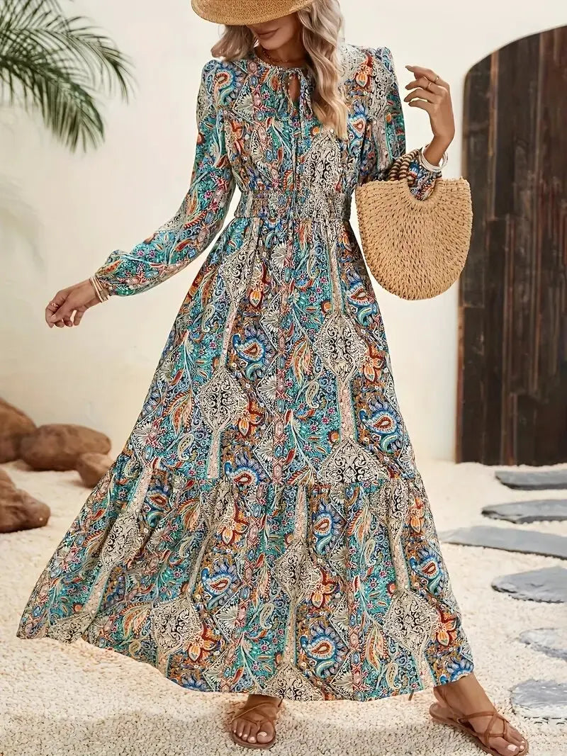 Ruffles Print Maxi Dress