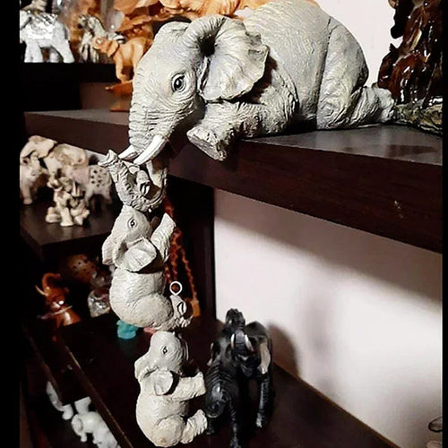 Cute Elephant Figurines Home Decor Lucky Statue 3Pcs/Set Resin Crafts Baby Holding Design Living Room Gift