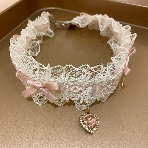 Heart Bow Lace Choker