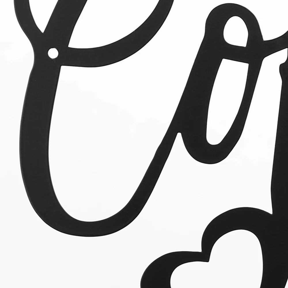 Black Plaque Wall Hanging Decoration Coffee and Tea Cutout Letter Silhouette Metal Sign for Home Dining Room Kitchen