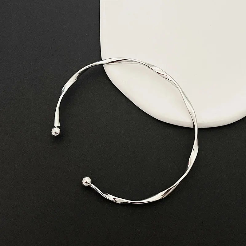 Twisted Wave Silver Bracelet