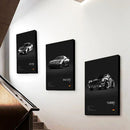 Sports Car Wall Art Black White Pop 911 GT Turbo Canvas Painting Living Room Home Decor Gift Garage