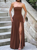 Patchwork Draped Maxi Dress
