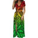 Polynesian Print Maxi Dress