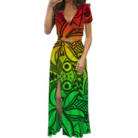 Polynesian Print Maxi Dress