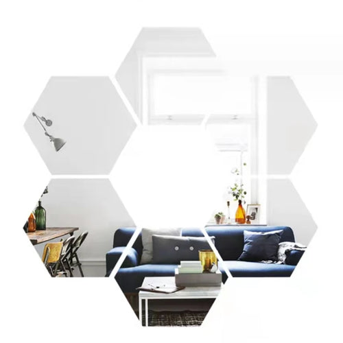 Rose Gold 3D Hexagon Mirror Wall Stickers DIY TV Background Decor for Living Room Bedroom Bathroom Home Decor