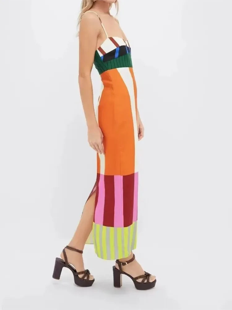 Striped Backless Boho Dress