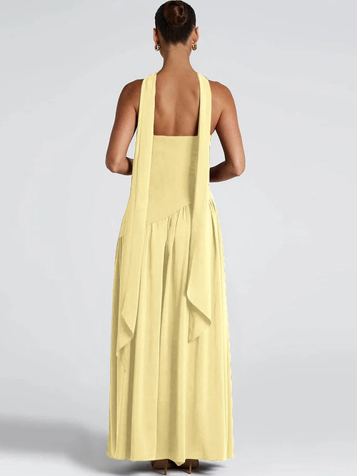 Patchwork Draped Maxi Dress