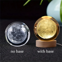 3D Crystal Ball Night Light Laser Engraved Solar System Globe Decoration for Home Desktop Astronomy Birthday Gift