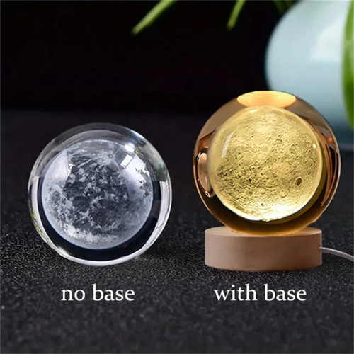 3D Crystal Ball Night Light Laser Engraved Solar System Globe Decoration for Home Desktop Astronomy Birthday Gift